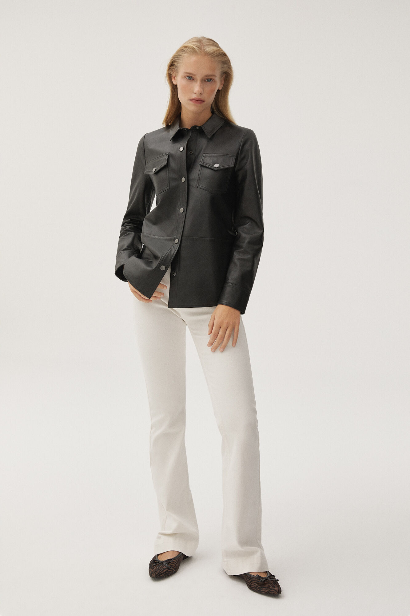 Pedro del Hierro Nappa leather shirt Black