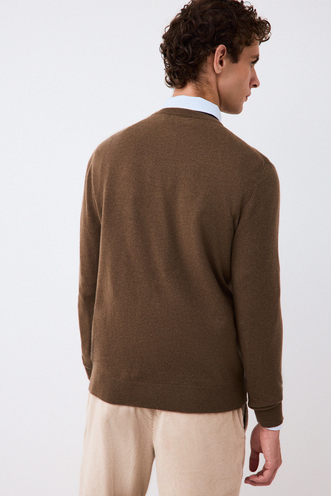 Pedro del Hierro Jersey premium lana merino cashmere Marr&oacute;n