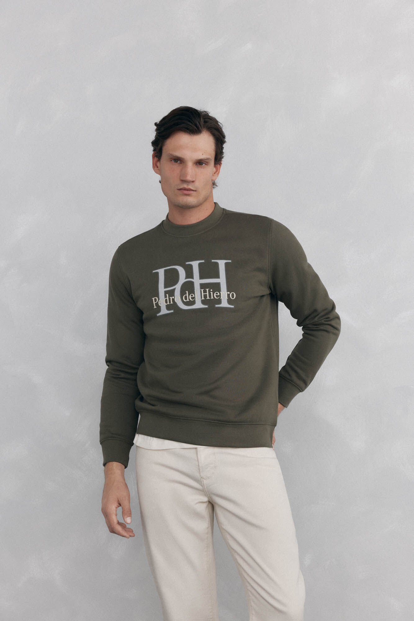 Pedro del Hierro Sweatshirt logo crew neck Green