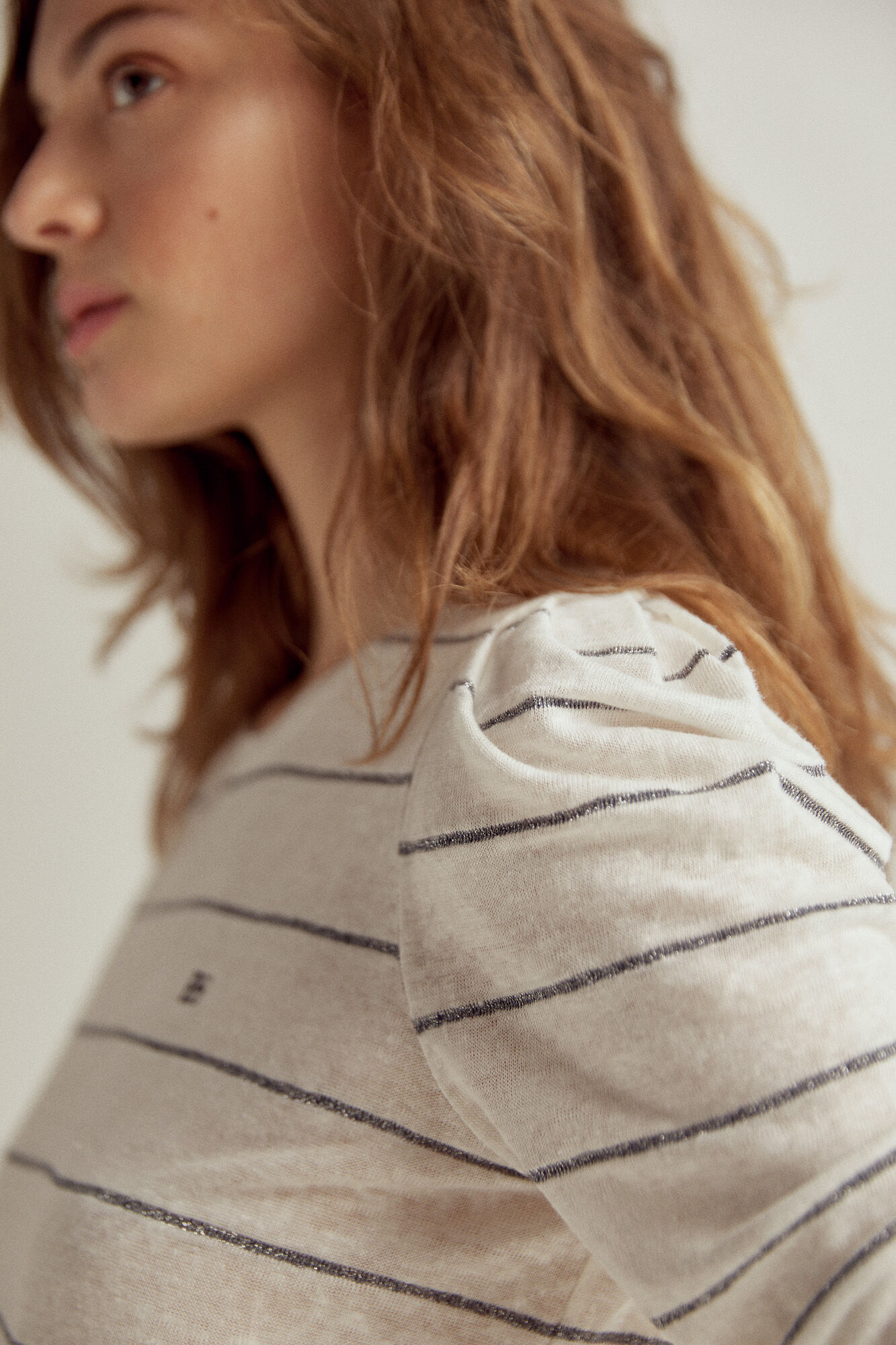 Pedro del Hierro Lurex stripes linen t-shirt Blue