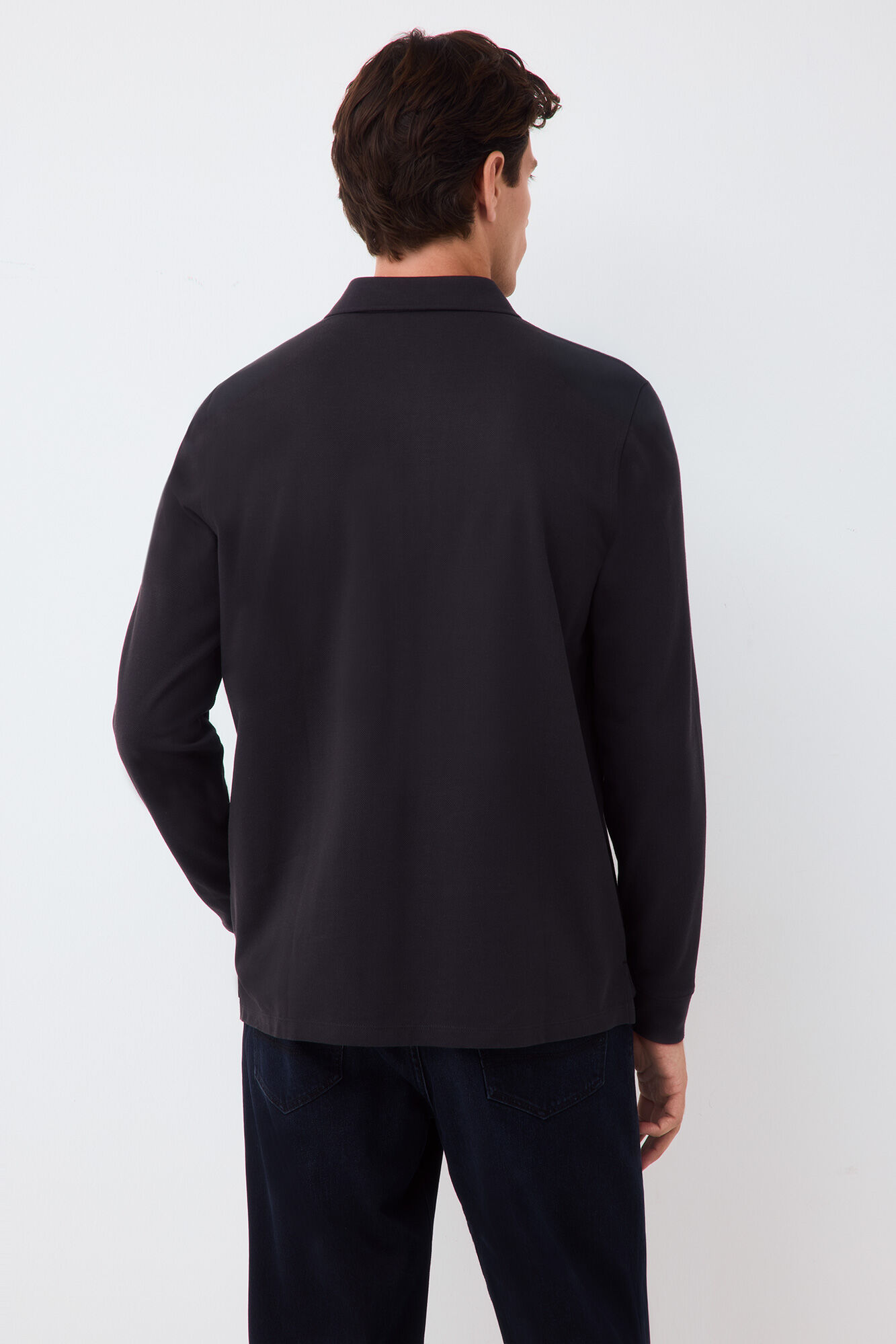 Pedro del Hierro Piqu&eacute; long sleeve polo shirt Grey