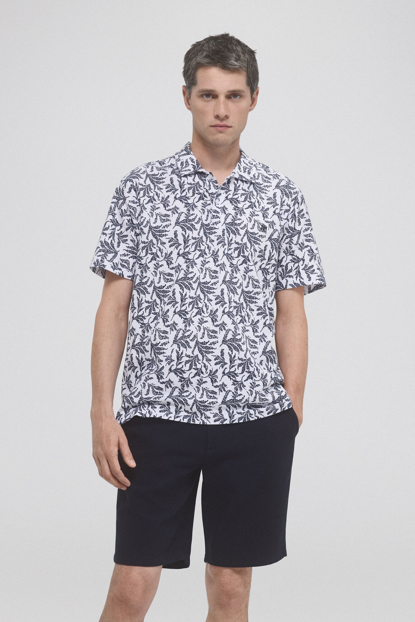 Pedro del Hierro Botanical print polo shirt Blue