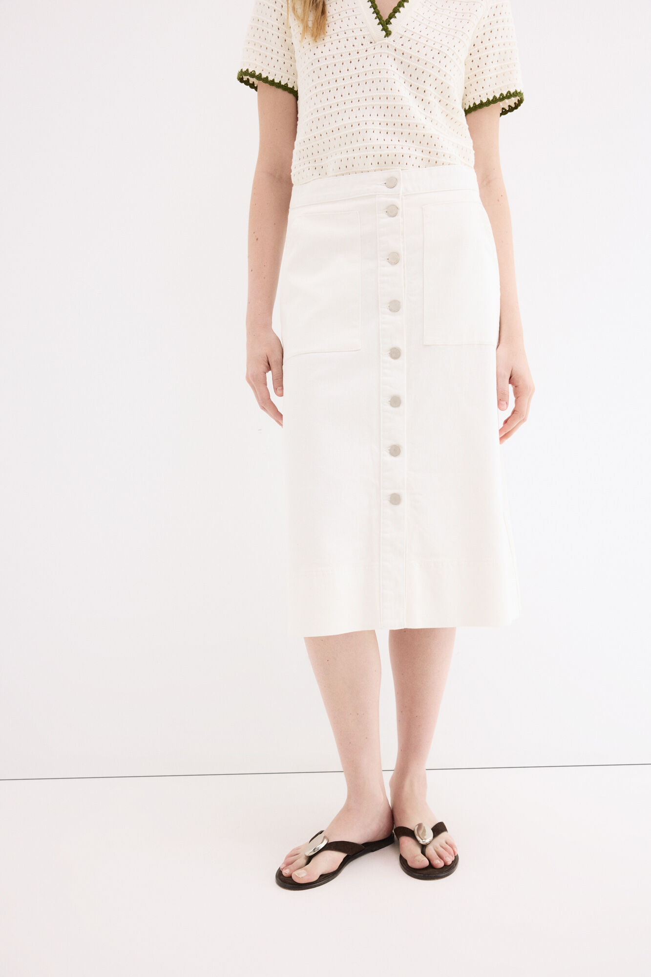 Pedro del Hierro Denim A-line skirt Ecru