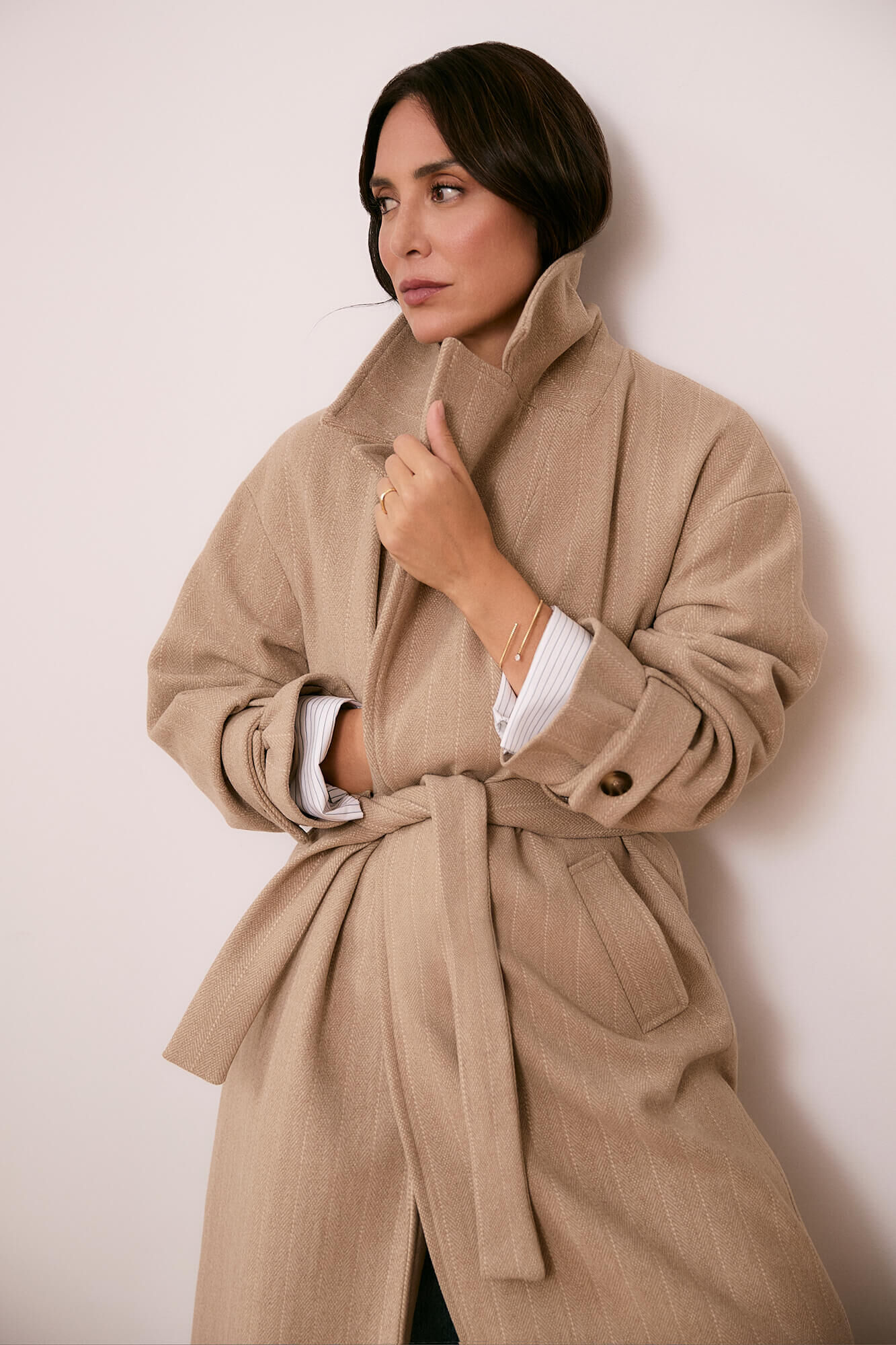TFP by Tamara Falc&oacute; Pinstriped long coat