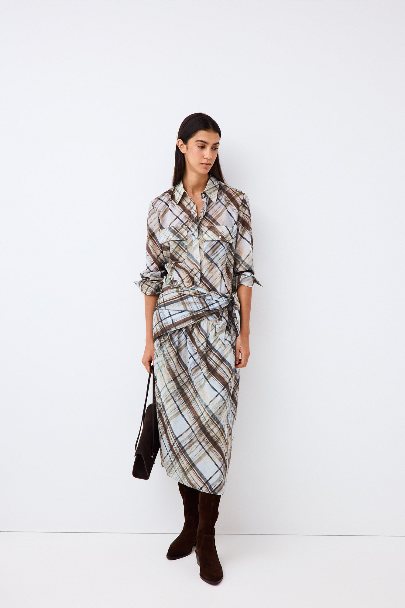 Pedro del Hierro Printed plaid shirt Blue