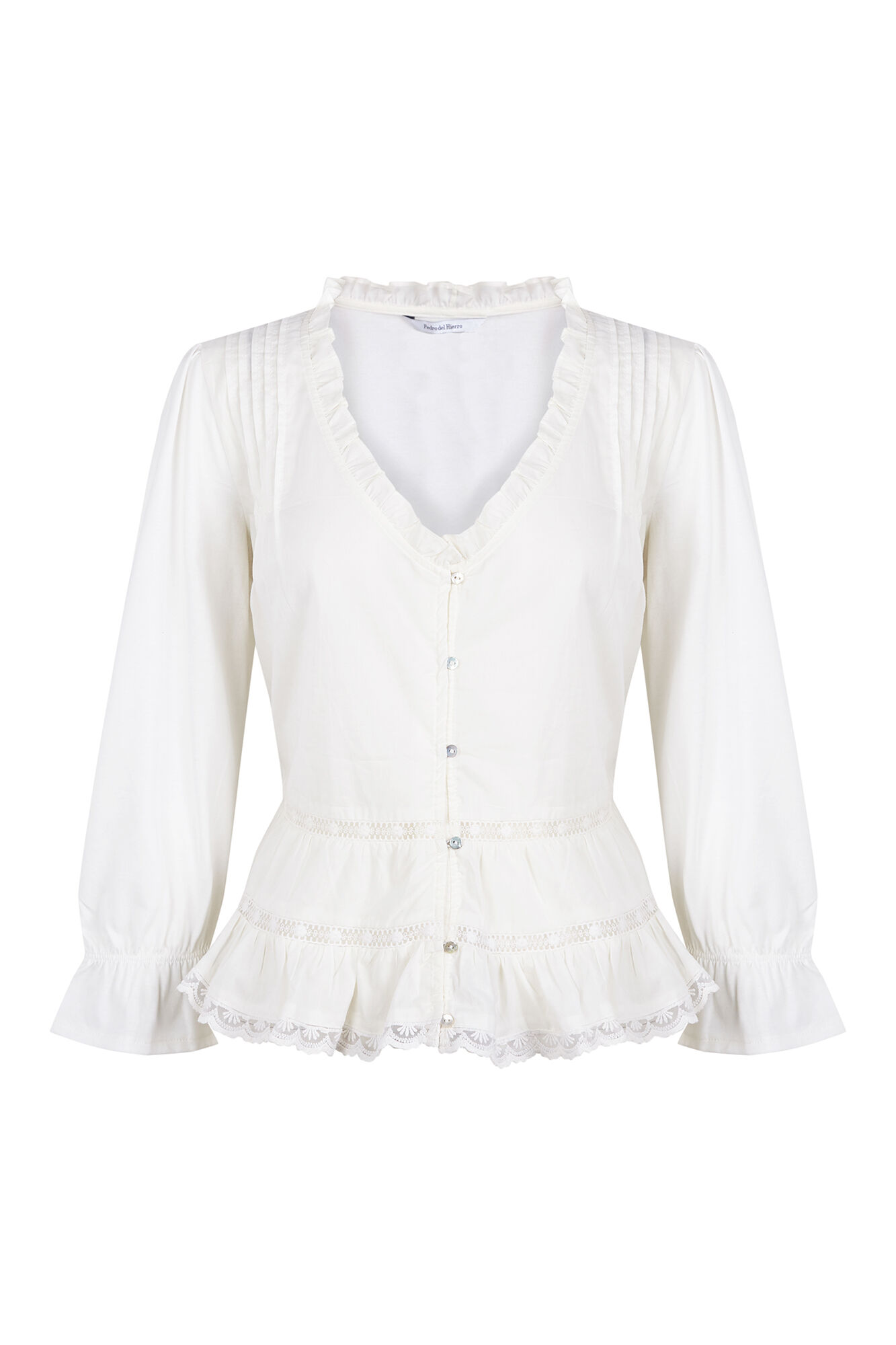 Pedro del Hierro Combined ruffled T-shirt White