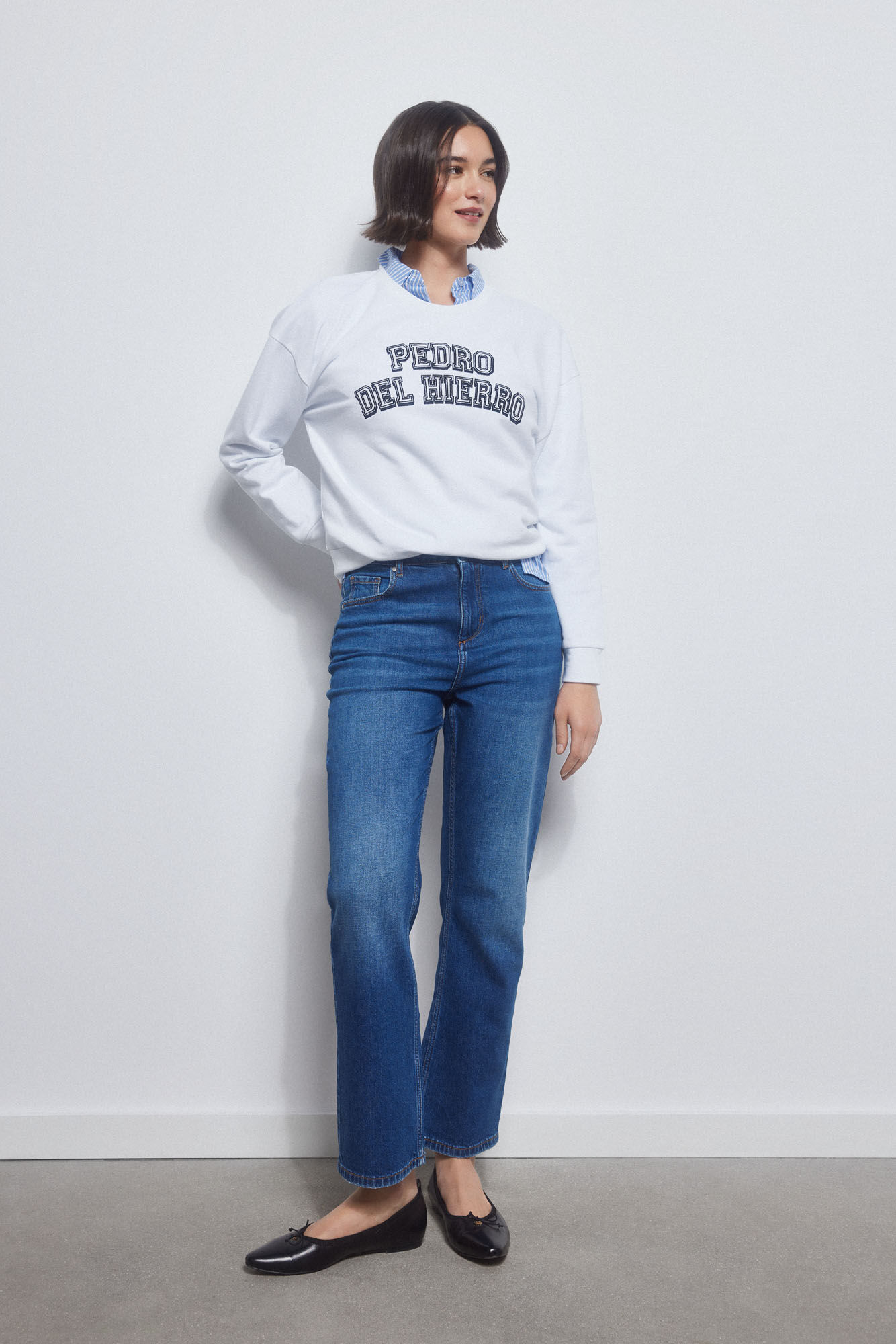 Pedro del Hierro Sudadera lisa logo Beige