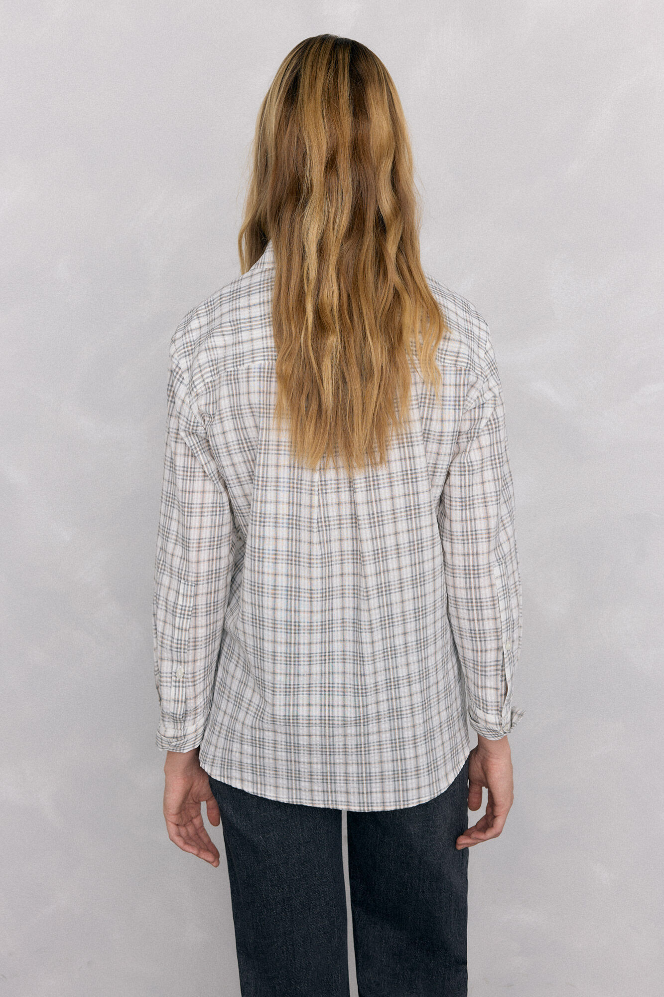 Pedro del Hierro Camisa xadrez larga Cizento