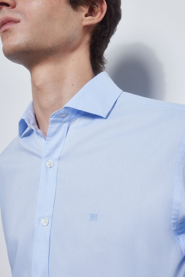 Pedro del Hierro camisa lisa fácil de engomar + anti-odor slim fit Azul