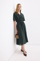Pedro del Hierro Vestido midi com detalhe de franzidos na cintura Verde