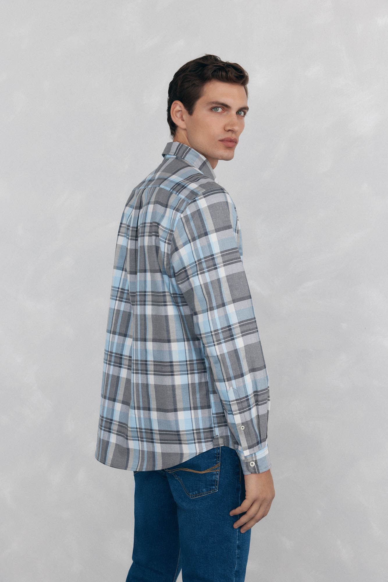 Pedro del Hierro Camisa twill cuadros Gris