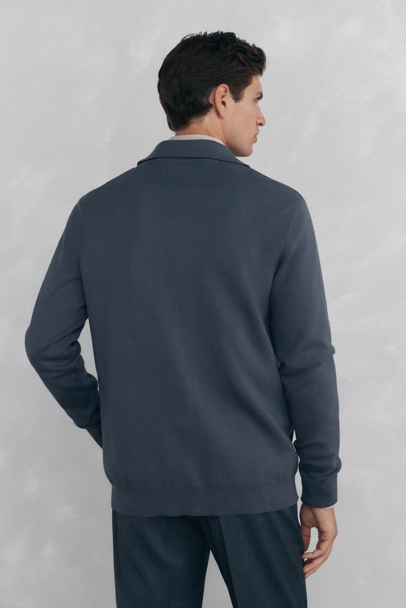 Pedro del Hierro malha de malha de algod&atilde;o com gola polo e bot&otilde;es Cizento