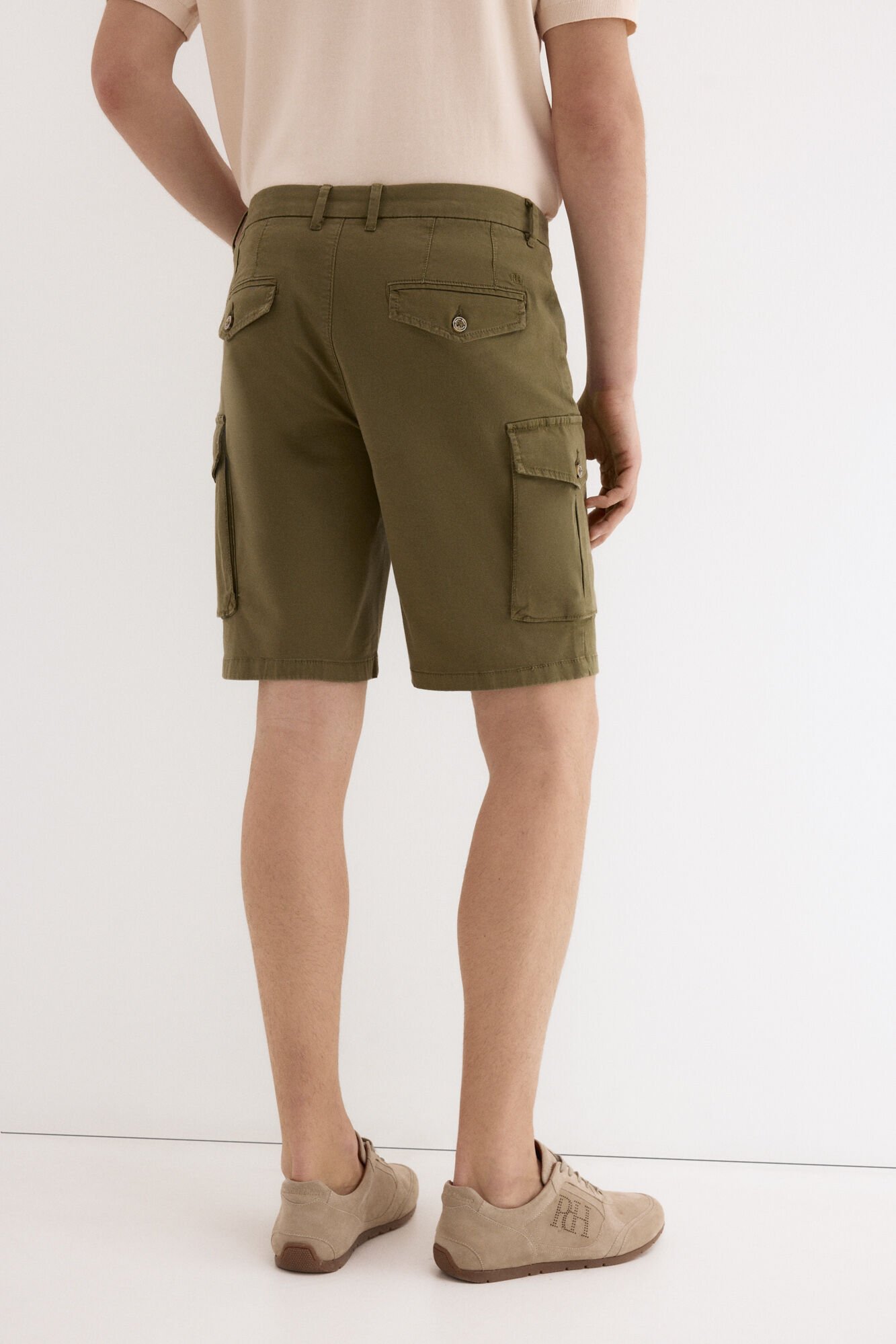 Pedro del Hierro Textured cargo Bermuda shorts Green