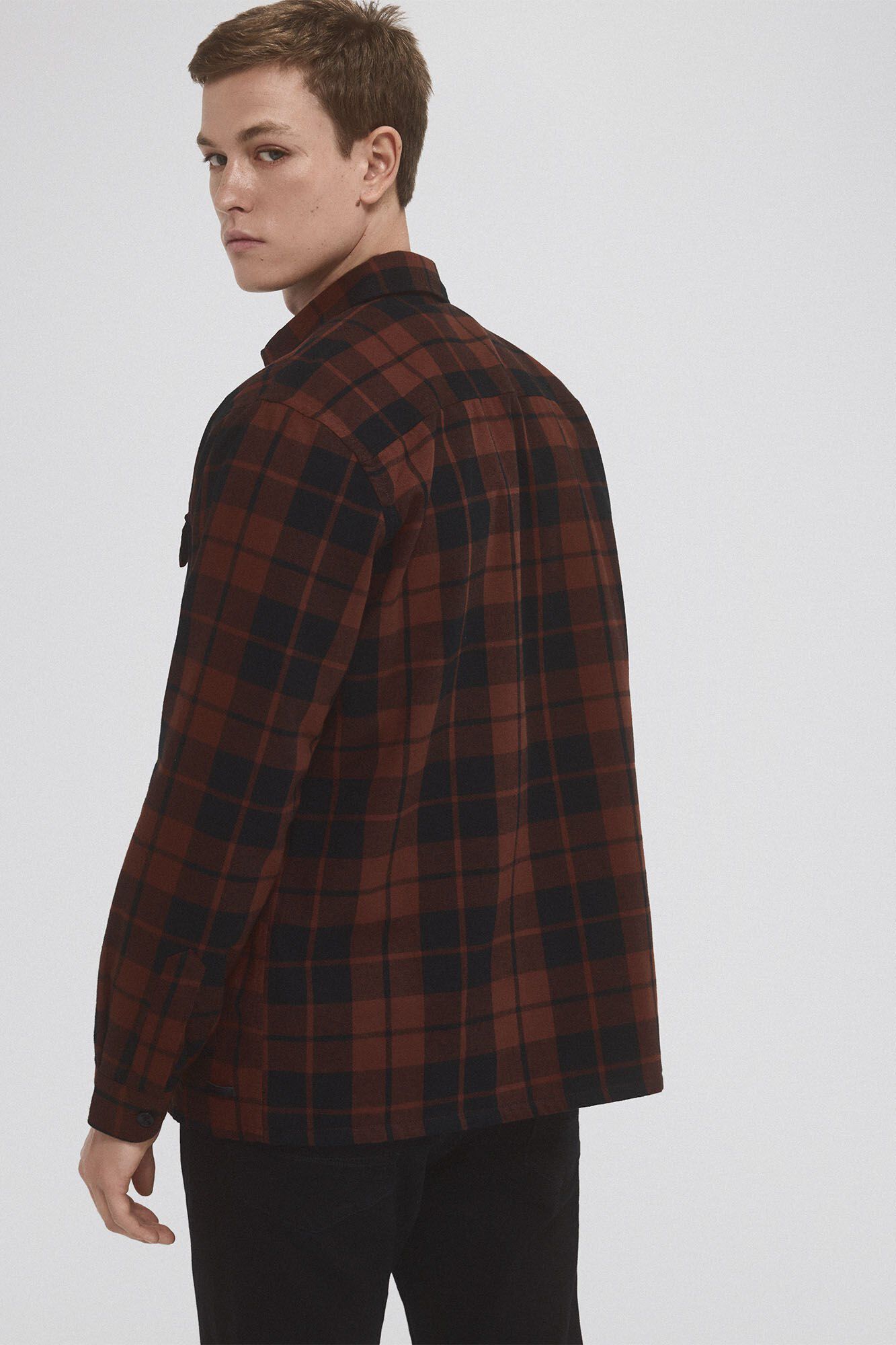 Pedro del Hierro Check overshirt Orange