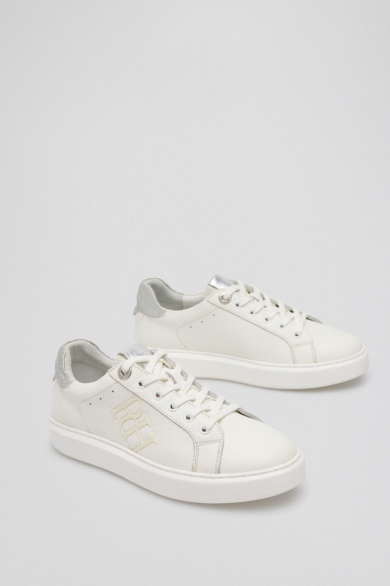 Pedro del Hierro Zapatilla logo b&aacute;sica glitter Blanco