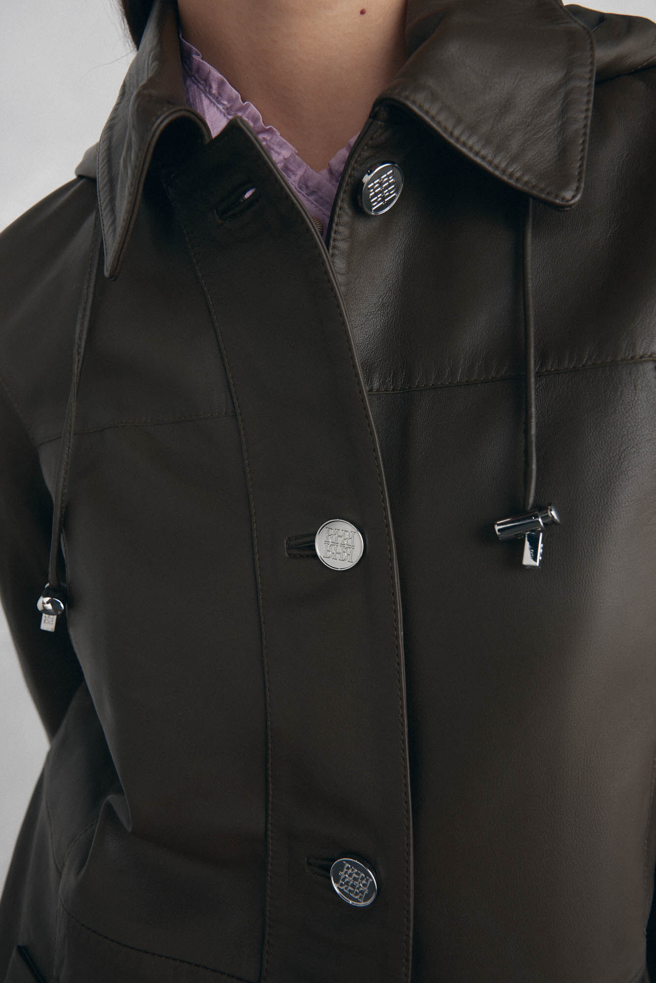 Pedro del Hierro Nappa leather jacket with hood Green