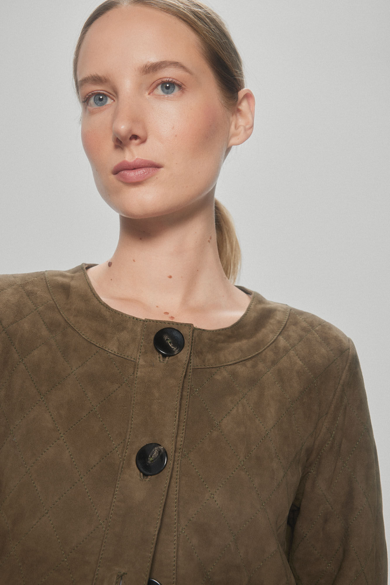 Pedro del Hierro Chaqueta quilting de ante Verde