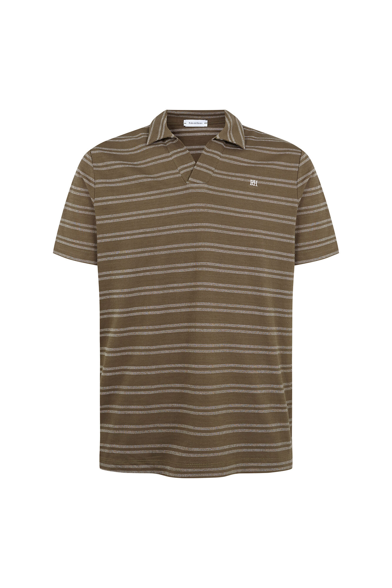 Pedro del Hierro Striped rustic polo shirt Green