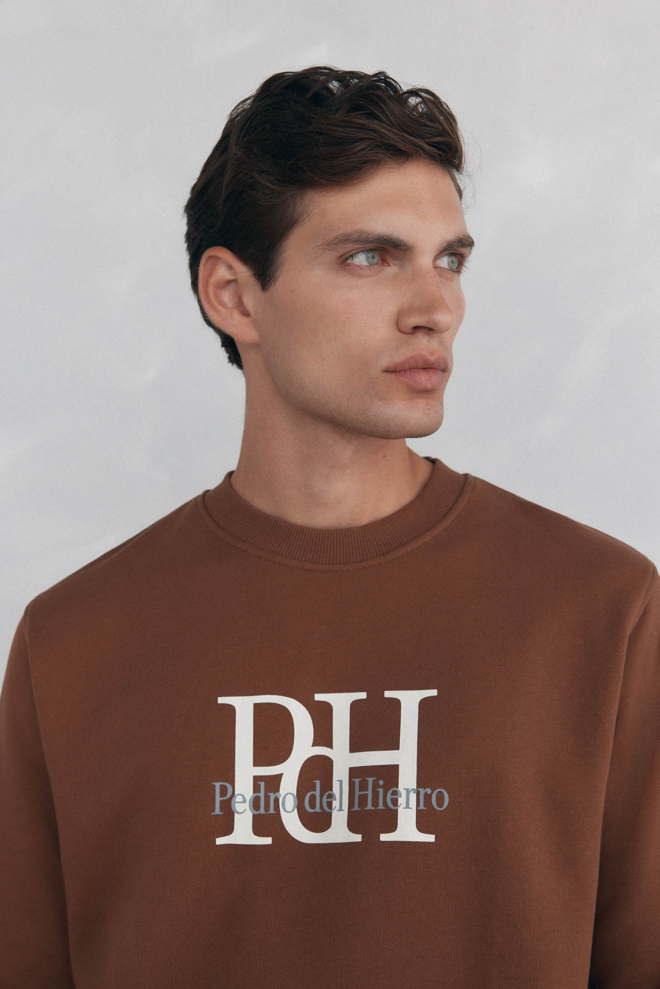 Pedro del Hierro Big logo crew neck sweatshirt Brown