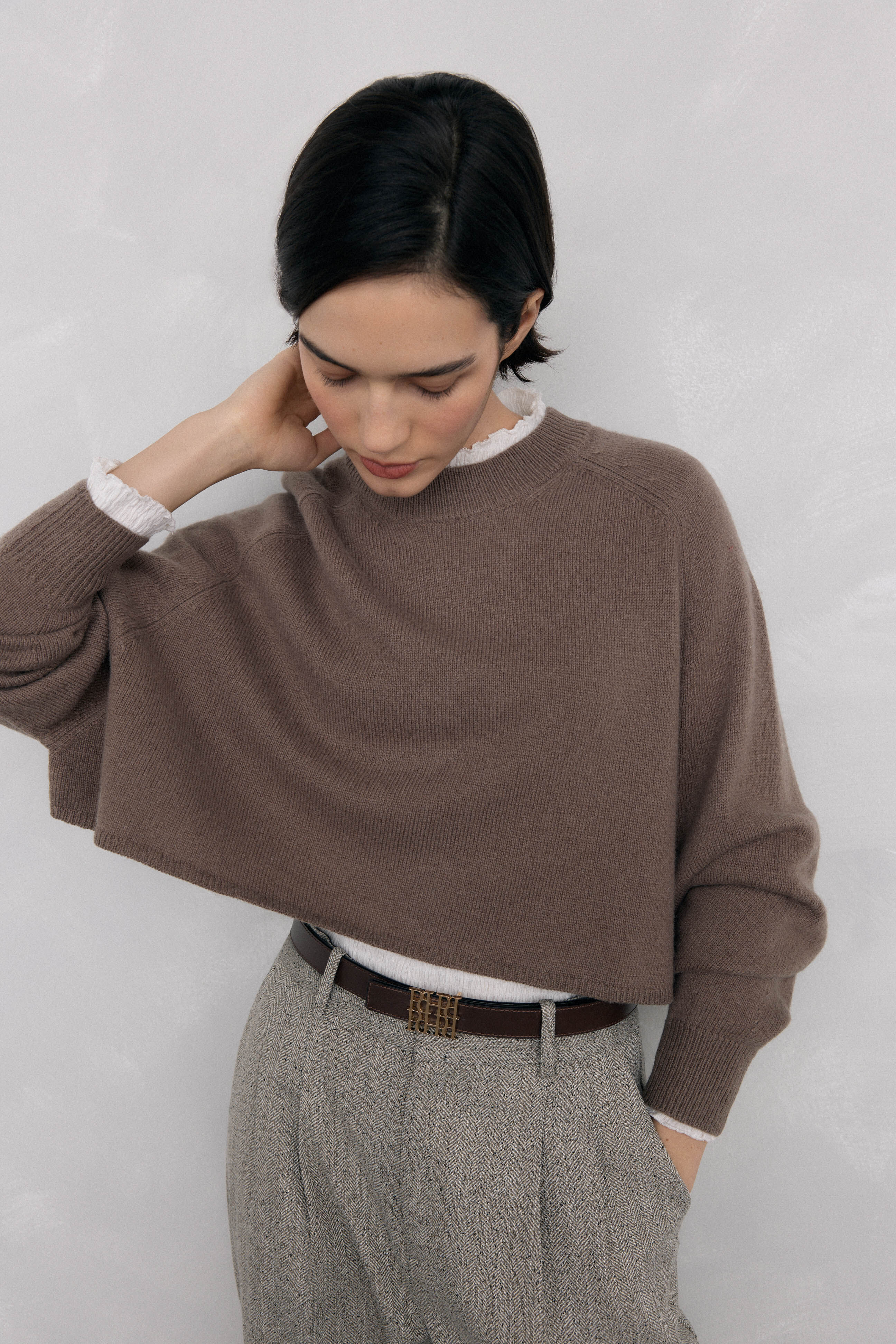 Pedro del Hierro Oversized cropped sweater Brown