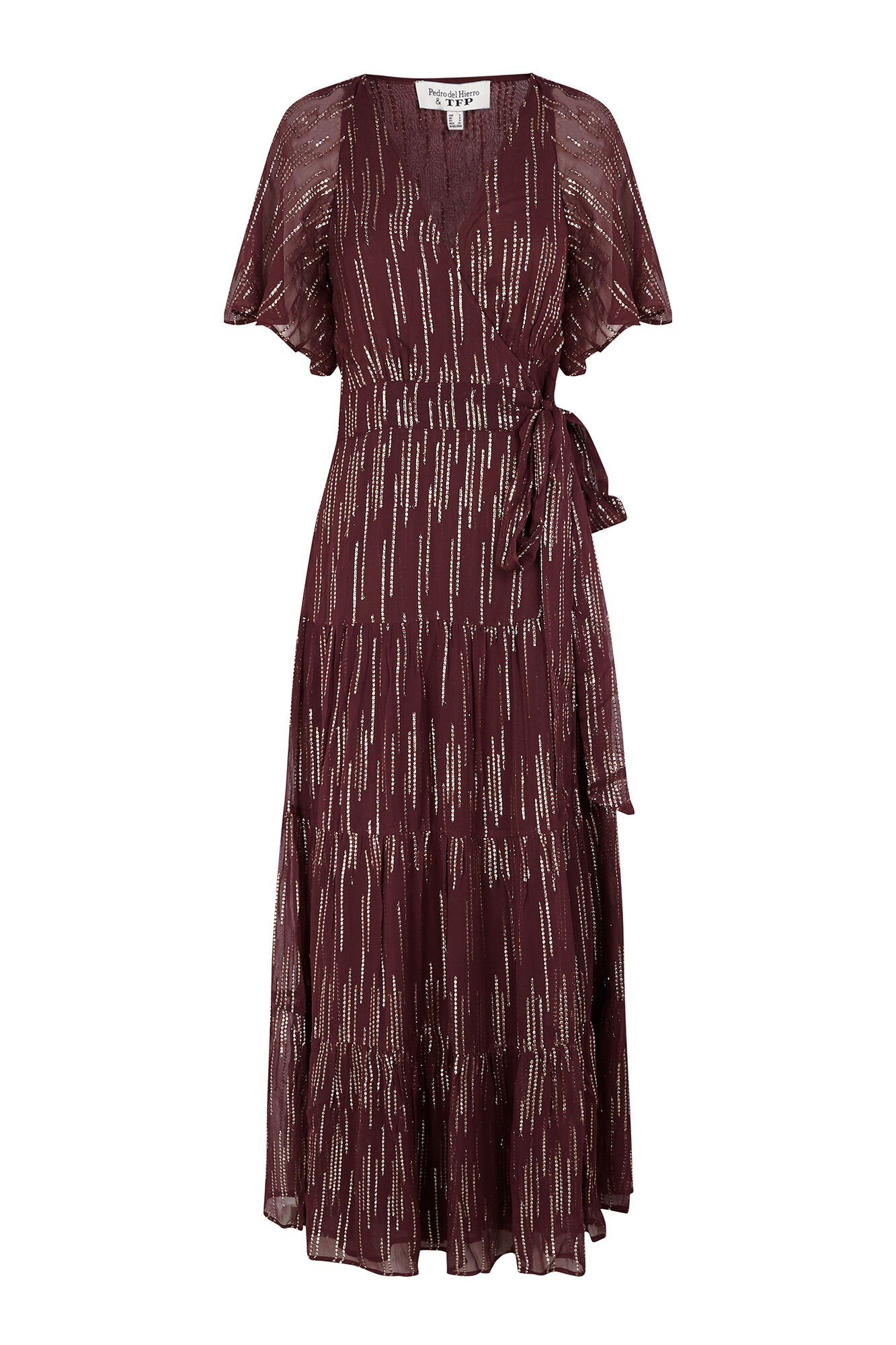 TFP by Tamara Falc&oacute; Vestido georgette com lurex Bordeaux