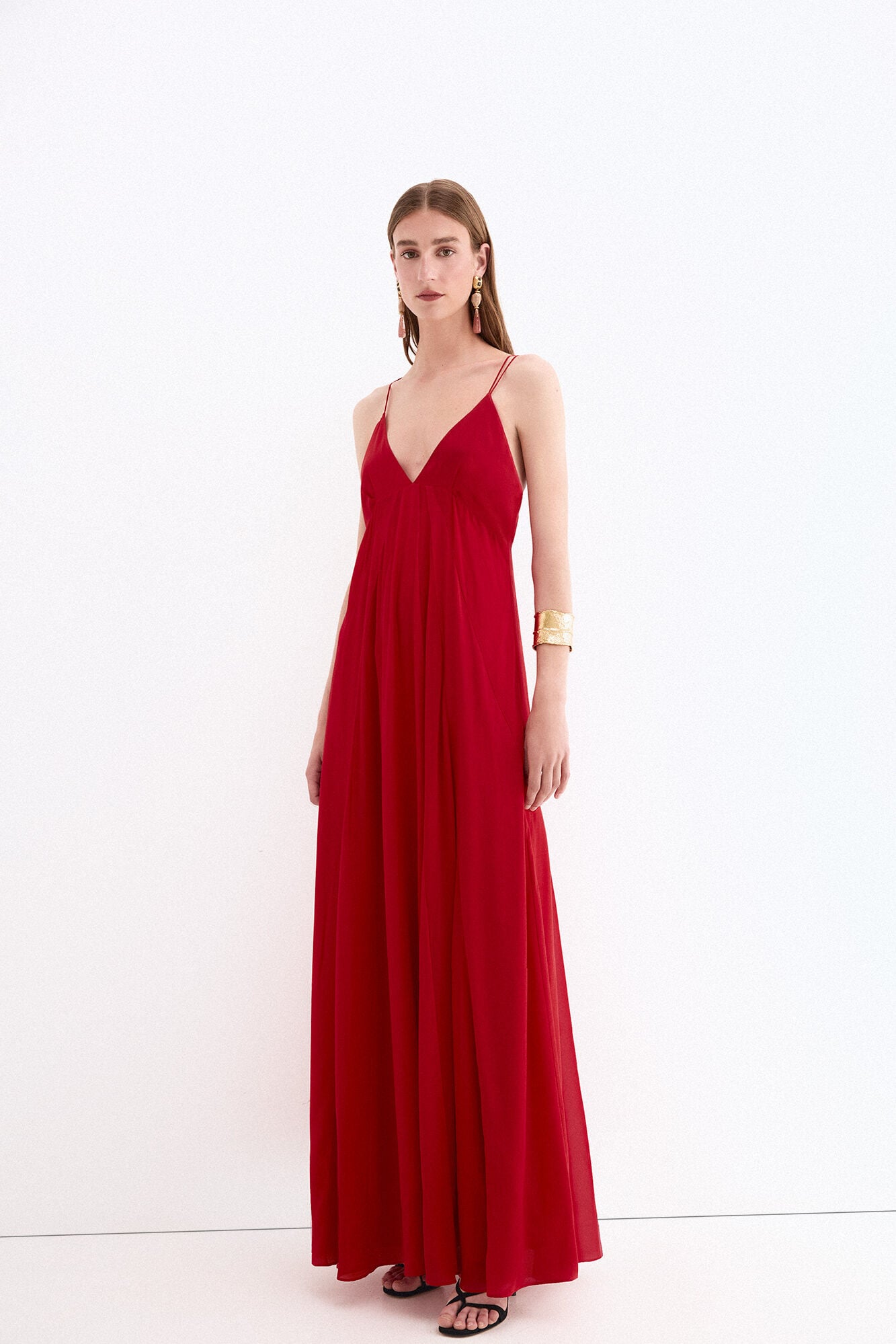 Pedro del Hierro Fluid long dress with straps Red