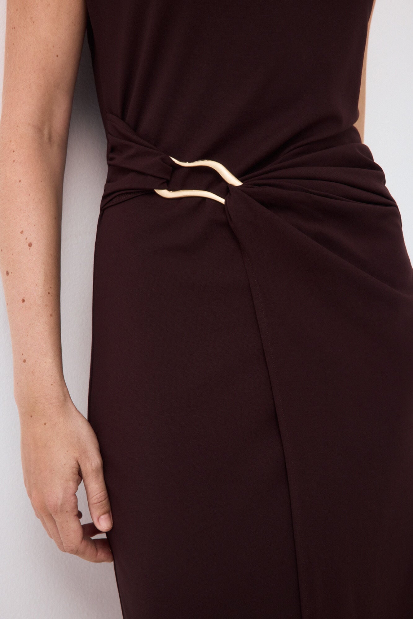 Pedro del Hierro Gold fitted dress Brown