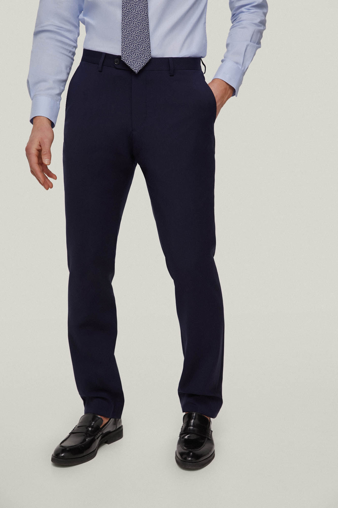 Pedro del Hierro Plain bi-stretch suit trousers Blue