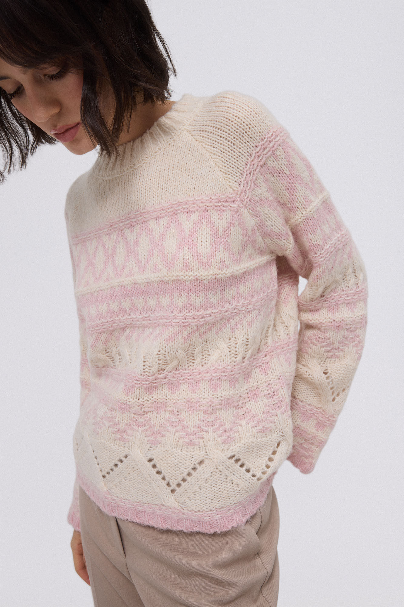 Pedro del Hierro Two-tone jacquard jumper Pink