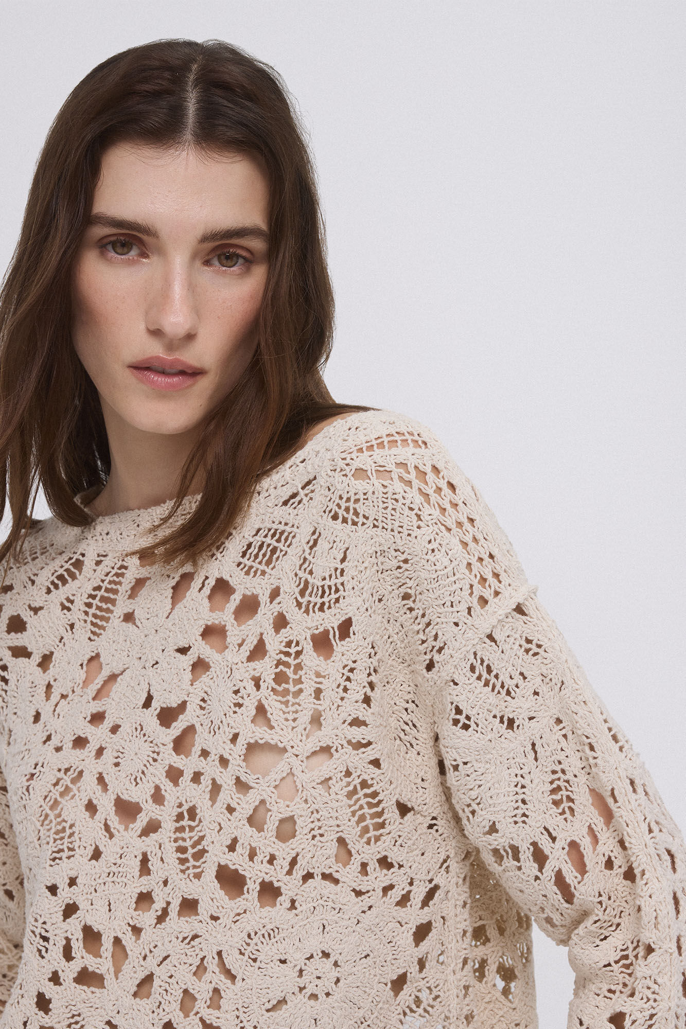 Pedro del Hierro Jersey crochet Beige