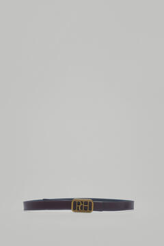 Pedro del Hierro Cinto reversível de pele com fivela de logotipo Preto