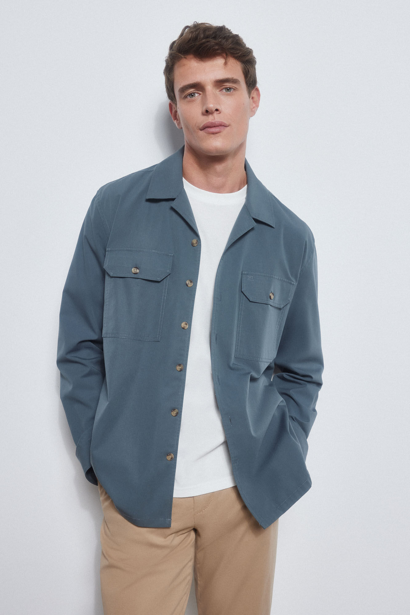 Pedro del Hierro Camp collar overshirt Azul