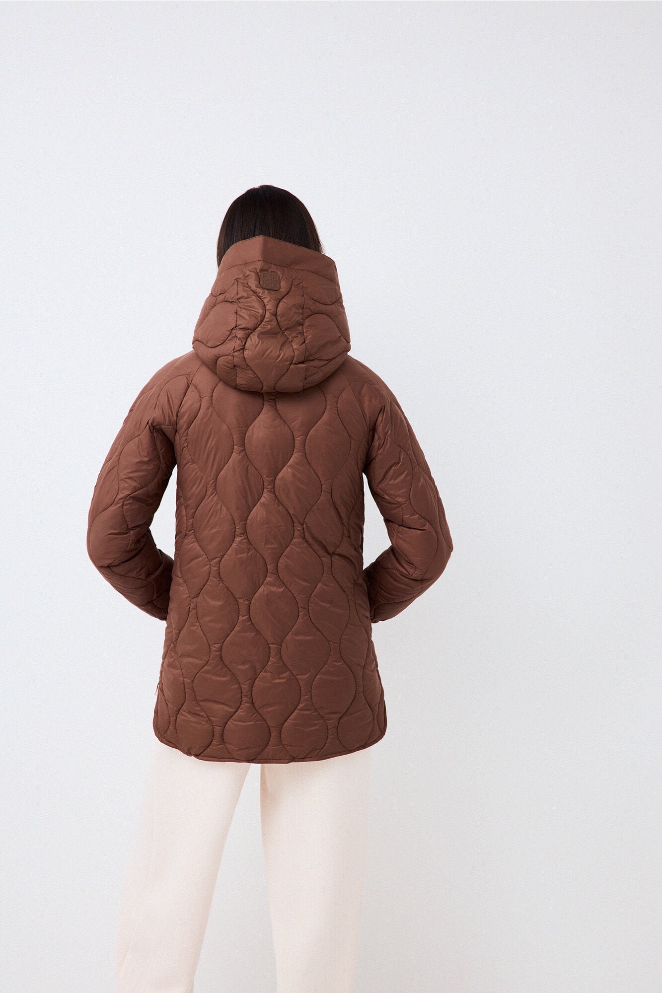 Pedro del Hierro Reversible long hooded parka Brown