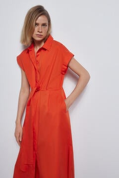 Pedro del Hierro Shirt dress with tie Red