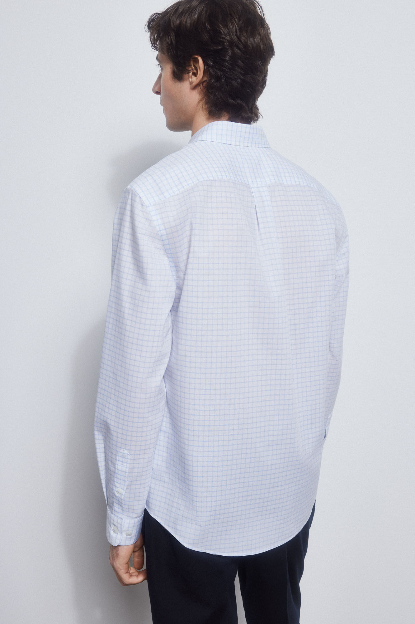 Pedro del Hierro Checked non-iron + stain-resistant shirt Blue