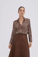 Pedro del Hierro Blusa satén fluida animal print Marrón