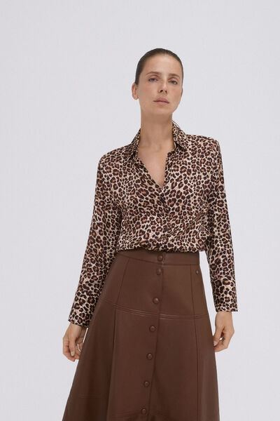 Pedro del Hierro Flowing animal print satin blouse Brown