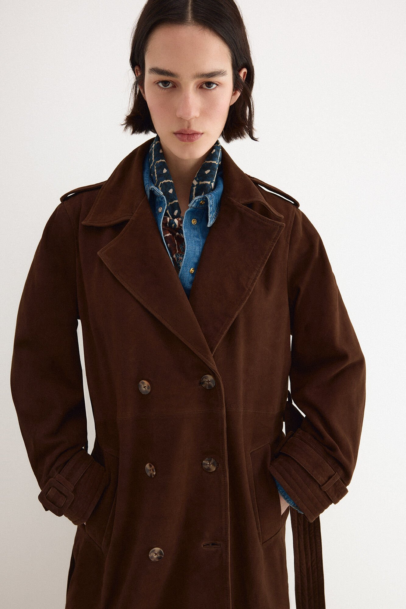 Pedro del Hierro Suede trench coat