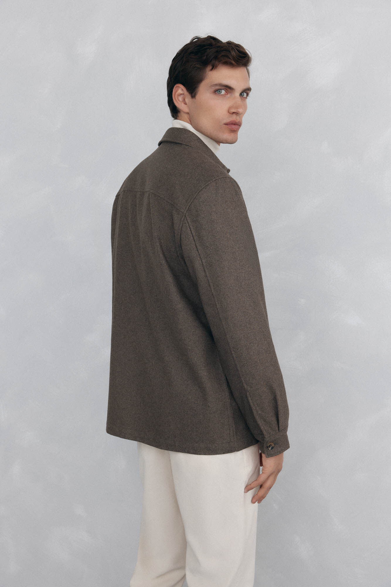 Pedro del Hierro Plain wool overshirt Brown