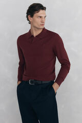 Pedro del Hierro Johnny neck sweater in merino wool and cashmere Burgundy