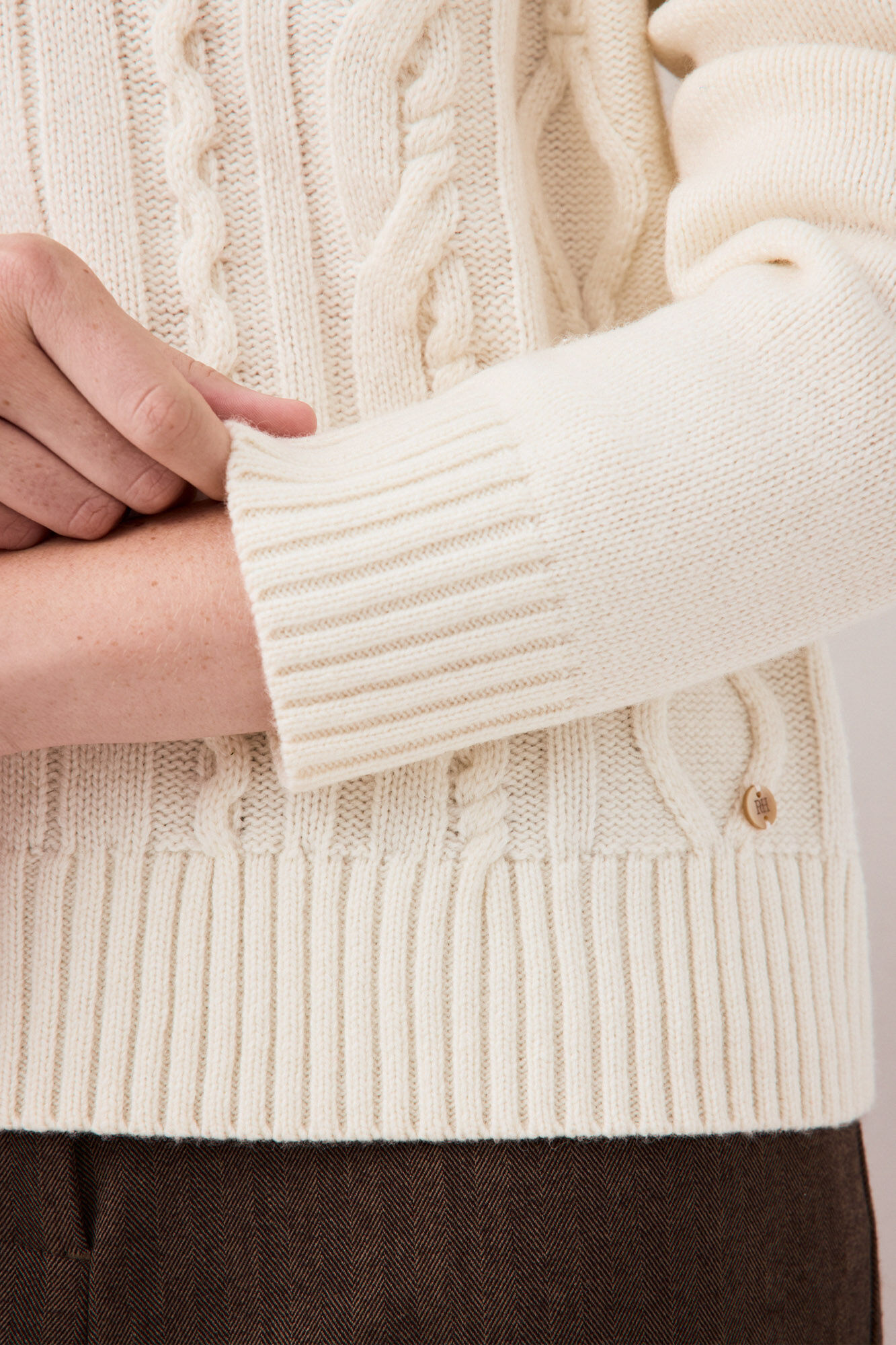 Pedro del Hierro Cross-knit polo neck jumper