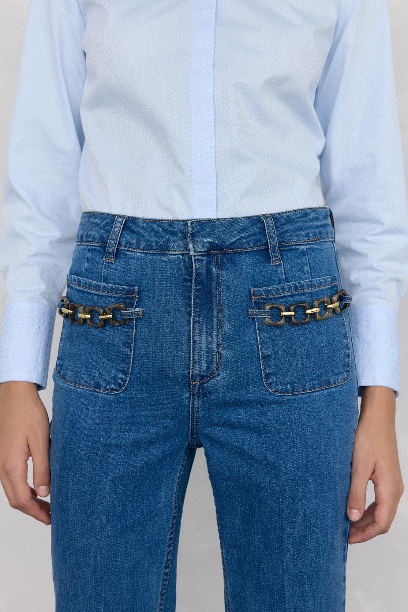 Pedro del Hierro Cropped flare jeans Blue