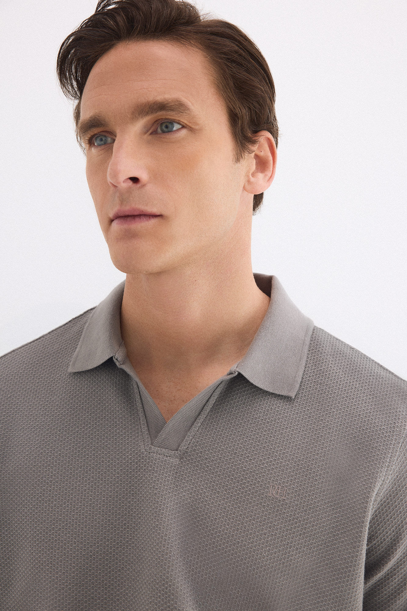 Pedro del Hierro Textured polo shirt Grey