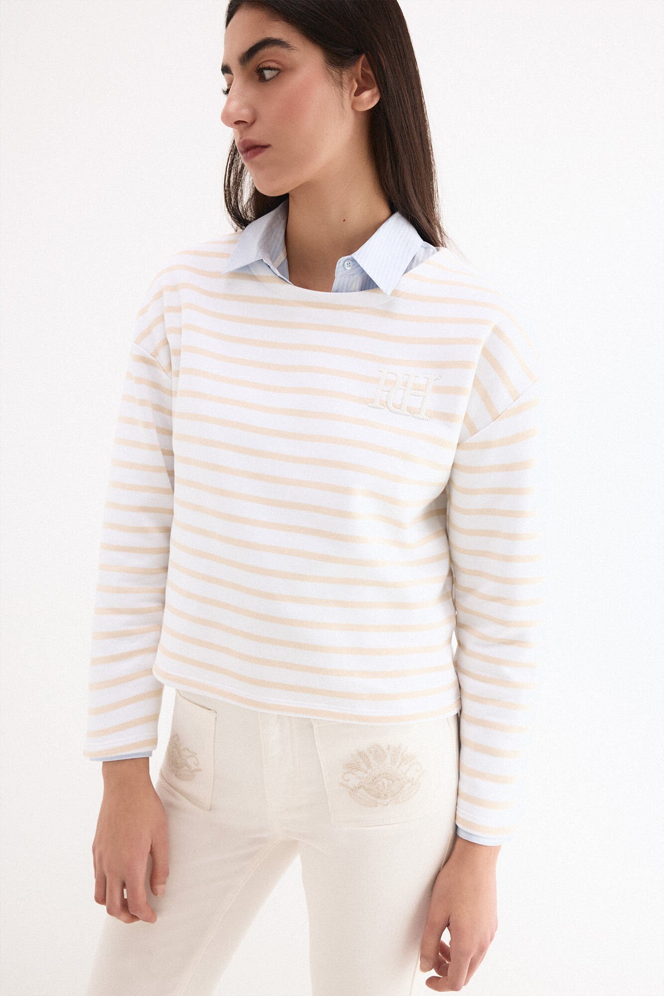 Pedro del Hierro Striped pdh logo sweatshirt