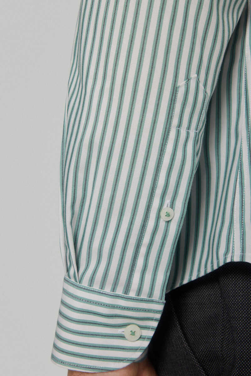Pedro del Hierro Striped slim fit non-iron + odour-resistant 24h shirt Green