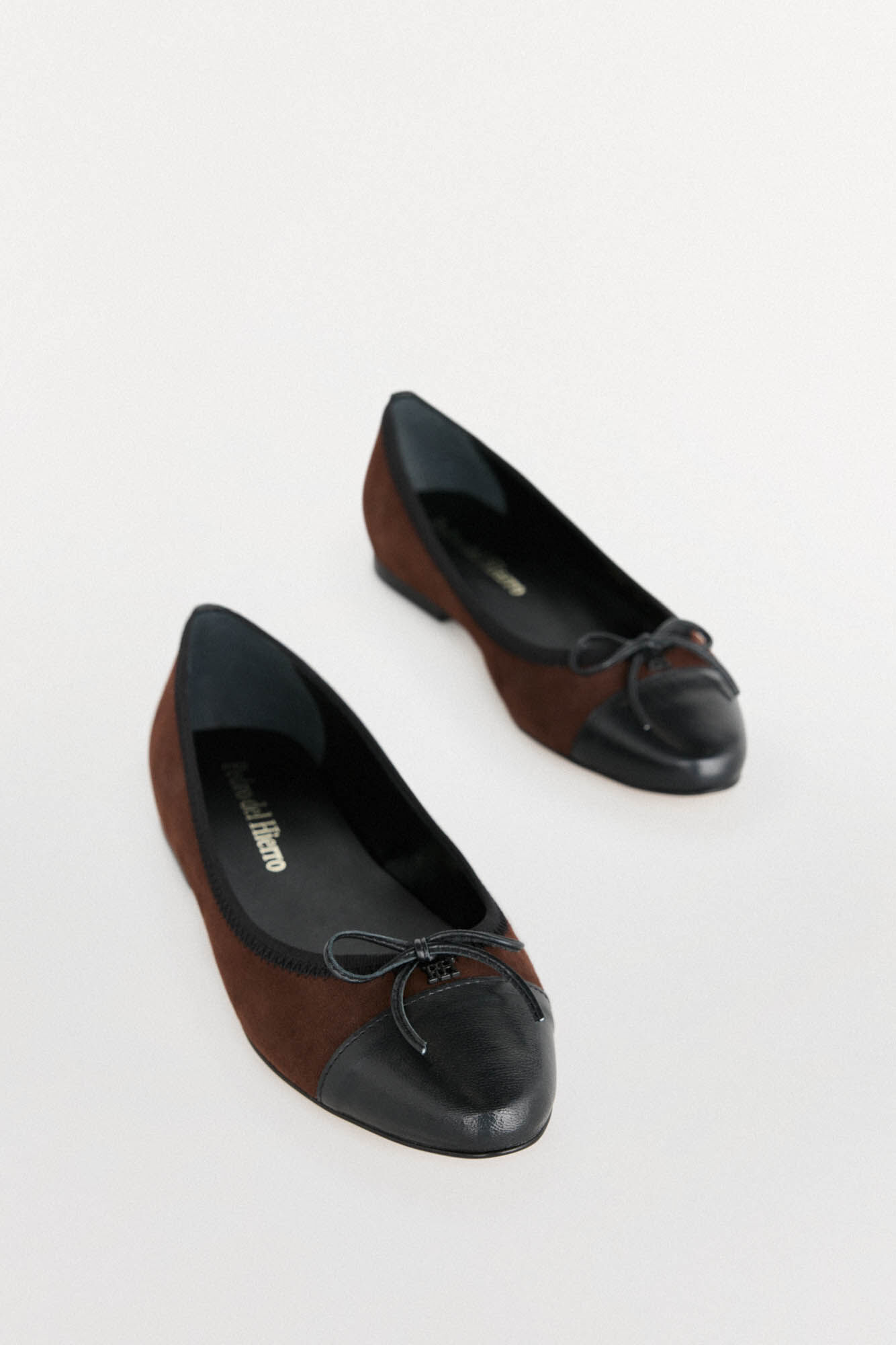 Pedro del Hierro leather ballerina with logo toe Brown