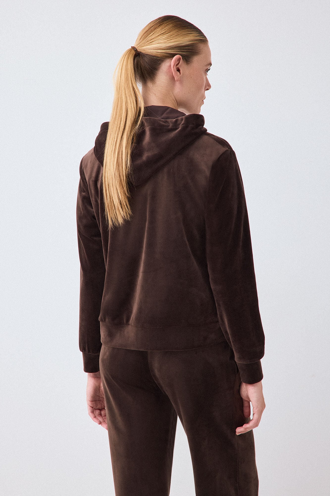 Pedro del Hierro Sudadera terciopelo capucha Marr&oacute;n