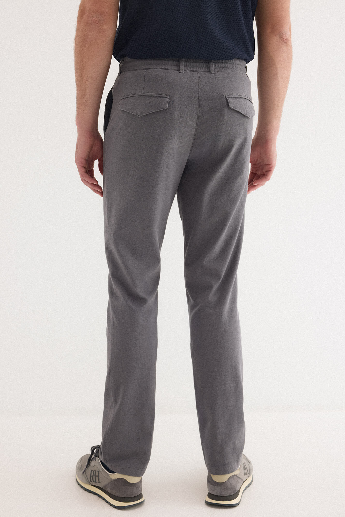 Pedro del Hierro Cotton-linen drawstring chinos Grey