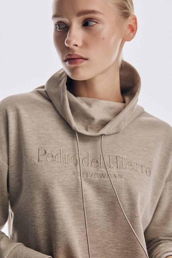 Pedro del Hierro Embroidered logo cut jersey-knit sweatshirt Grey