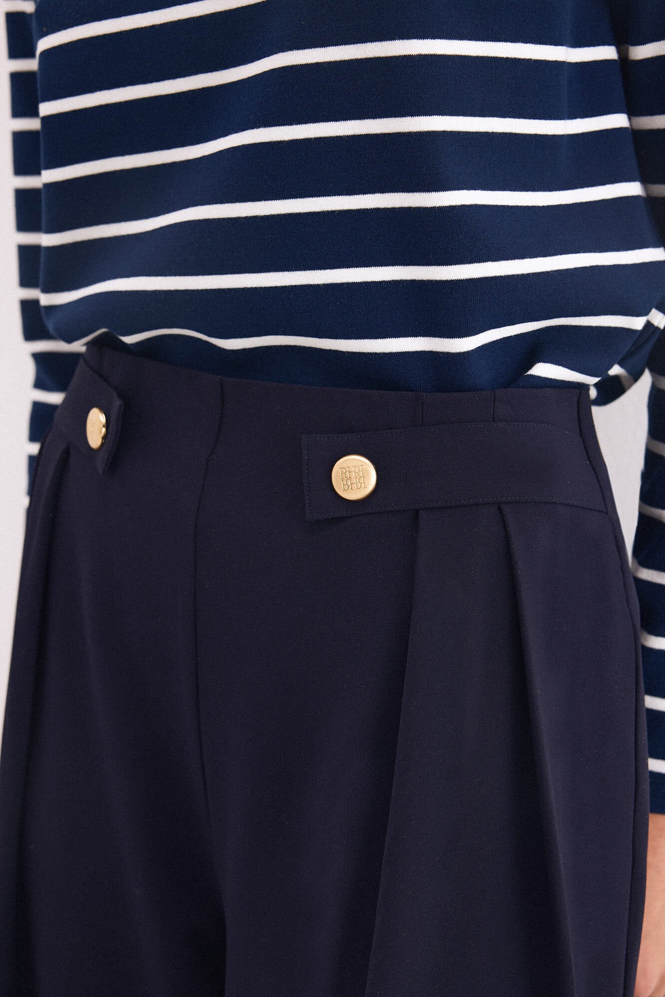 Pedro del Hierro Navy crepe trousers Blue